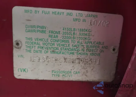 2003 Subaru Forester Xs from USA, damaged, VIN JF1SG656X3H745841